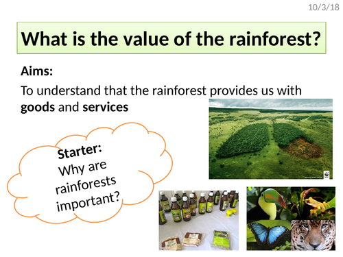The value of tropical rainforest - goods and services (AQA The Living World)
