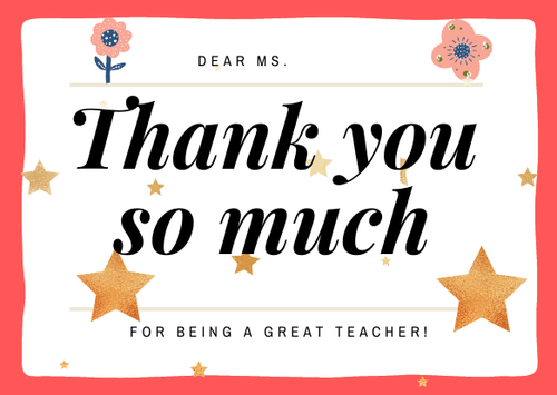 Certificate-Thank you for being a great teacher