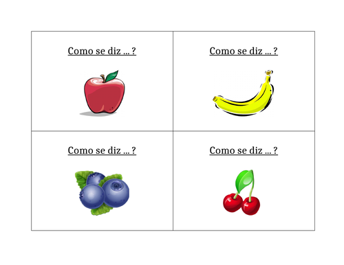 Comida (Food in Portuguese) Question Question Pass Activity