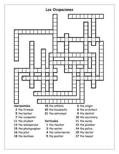 Ocupaciones (Professions in Spanish) Puzzles