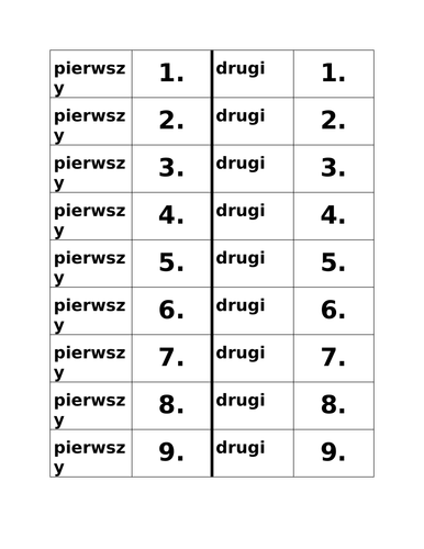 Liczby (Ordinal Numbers in Polish) Dominoes