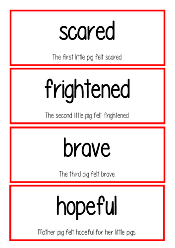 The Three Little Pigs vocab cards