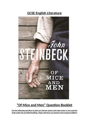 Of Mice and Men: Question Workbook