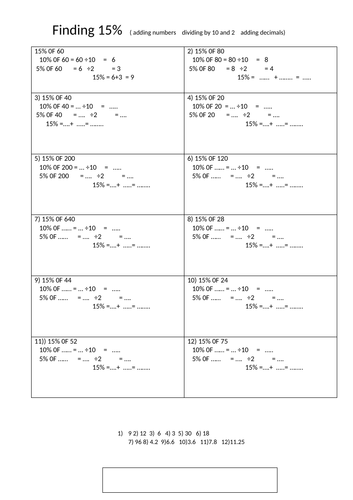 Percentages : Finding 15%