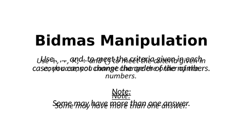 Bidmas Manipulation