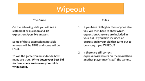 Wipeout - Big Square Numbers