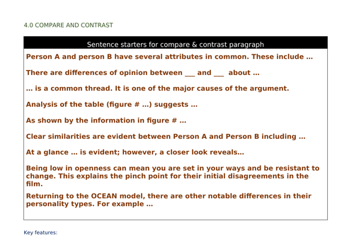 Social and Community Studies - Into Relationships unit - Writing a compare and contrast paragraph