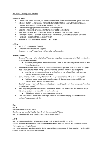 The White Devil by John Webster: Notes