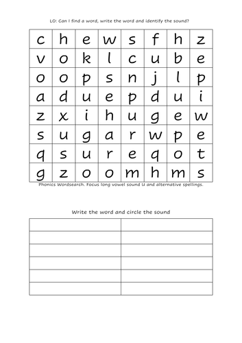 Long Vowel Sound Wordsearches X 5