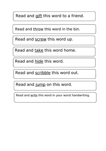 High Frequency Word Wreck the Flash Card Activity