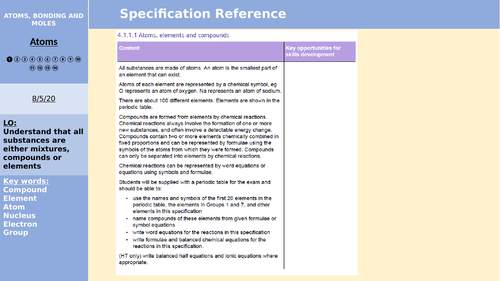 AQA GCSE Chemistry C1.1 Atoms (Oxford)