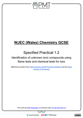 WJEC Wales GCSE Chemistry Practical Notes