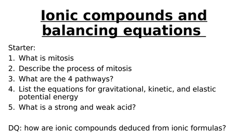 ionic compounds and formulas
