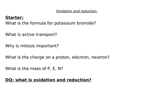 Oxidation and reduction