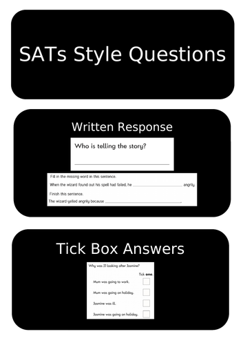 SATs Style Question Headings for Reading Display with Examples Key Stage 1
