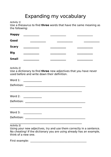 Expanding Vocabulary