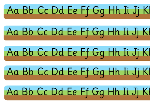 sky grass ground non cursive alphabet display strip for tables teaching resources
