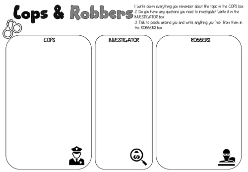 Cops And Robbers And Connect 4 Teaching Resources