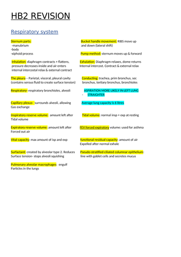 MBBS Medical school year 1 revision question and Answer sheet