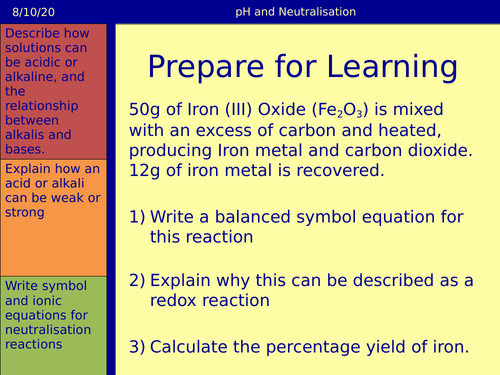 pH and Neutralisation - Full Lesson PowerPoint (Print Free Lesson)