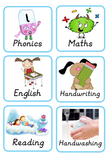 Visual timetable including handwashing