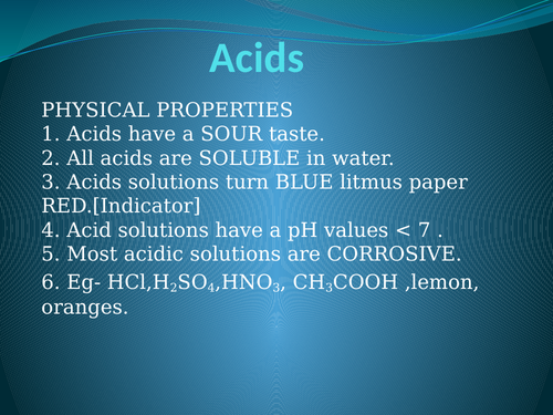 Metal reaction with Acids
