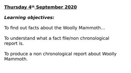 WOOLY MAMMOTHS FACTUAL POWERPOINT _ STONE AGE TOPIC