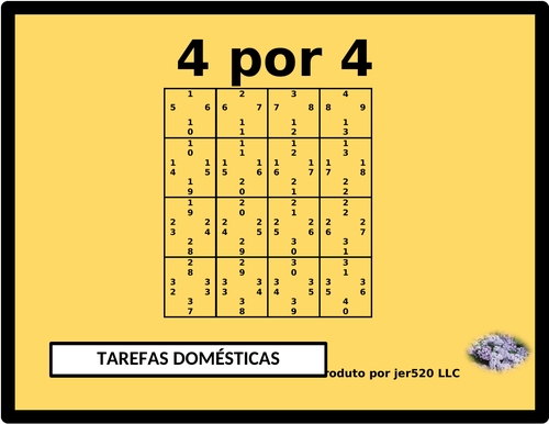 Tarefas domésticas (Chores in Portuguese) 4 by 4