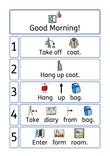 Start and End of School Day Visual Routine (Widgit)