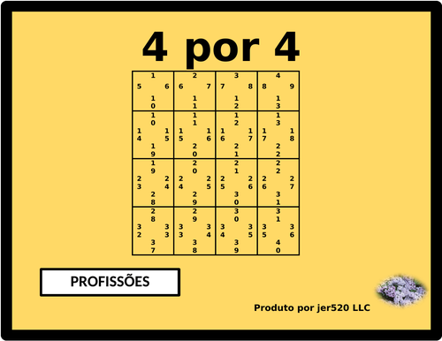 Profissões (Professions in Portuguese) 4 by 4