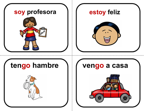 Spanish Irregular Yo Form Verbs Flashcards: 20 Verbos Irregulares ...