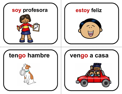 Spanish Irregular Yo Form Verbs Flashcards: 20 Verbos Irregulares