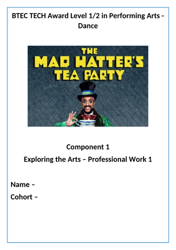 Zoonation- Mad Hatters Tea Party student work book - Dance strand L2
