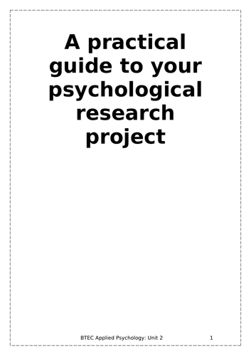 BTEC Applied Psychology - Unit 2 work booklet