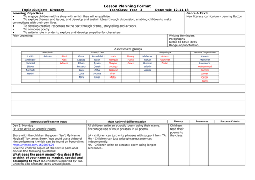 Acrostic Poem Lesson - Isn't my name magical