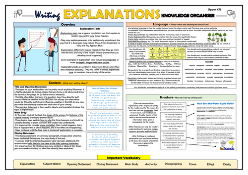 Writing Explanations - Upper KS2 Knowledge Organiser!