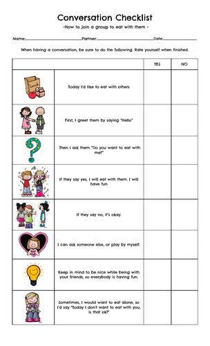 Special Ed - Conversation Checklist