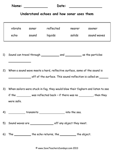 Echoes and Sonar KS2 Lesson Plan and Worksheets