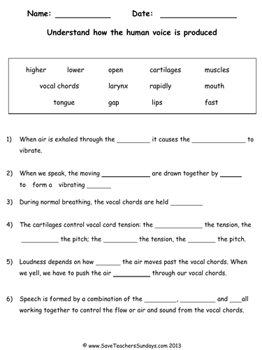 How the Human Voice is Produced KS2 Lesson Plan and Worksheets