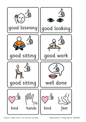 Positive behaviour reinforcers - small widgit symbols, lanyard