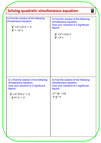 Solving Simultaneous Quadratic Equations