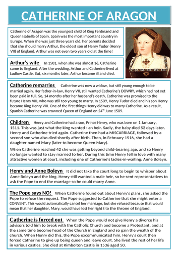 The Six Wives of Henry VIII KS3 Research Resource - Fact Based