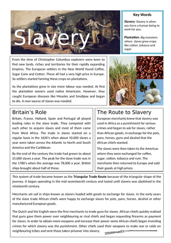Slavery - The Transatlantic Slave Trade - Lesson 1 to 6 - 6 Hours of lessons Bundle