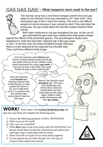 Gas in the First World War - Trench Warfare World War One
