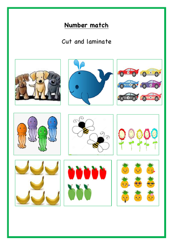 match the quantity to the numeral 1-9