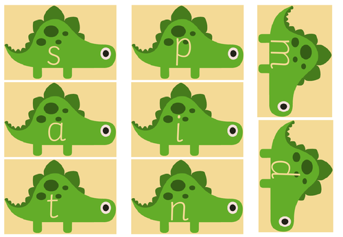 dinosaur themed phonic cards