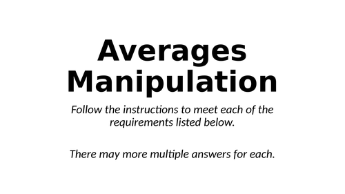 Averages Manipulation