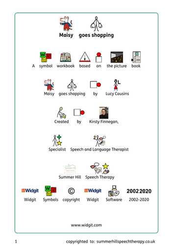 Maisy Goes Shopping Widgit Symbol Workbook