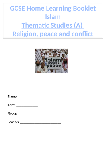 Post covid - home learning booklet-Islam- Religion, peace and conflict