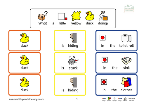 Widgit Symbol Colourful Semantics for Usborne Find the Duck